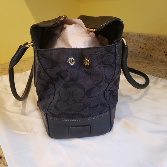 Coach Hampton Leather and Canvas Black Tote - Picture 8 of 8